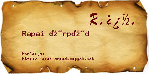 Rapai Árpád névjegykártya