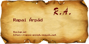 Rapai Árpád névjegykártya